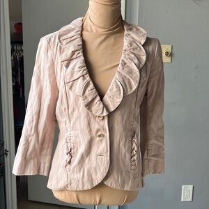 CAbi Light Pink Ruffled Blazer